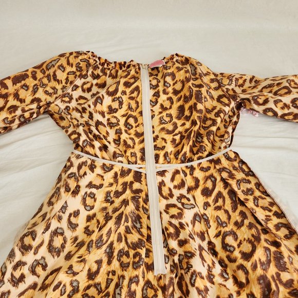 KATE SPADE Orange/Brown Leopard Print Off Shoulder Midi Dress Size 14 LIKE NEW! - Picture 9 of 16